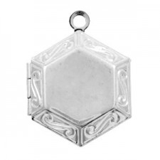 Metal Medaillon pendant hexagon 24x17mm Antique silver